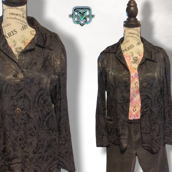 Vintage Chico's Gothic Damask Business Casual Blazer, Size 2 - Picture 1 of 9